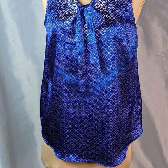 THE LIMITED Patterned Ombre' Sleeveless V-Neck Blouse Blue and Gold Size Medium - Picture 2 of 11